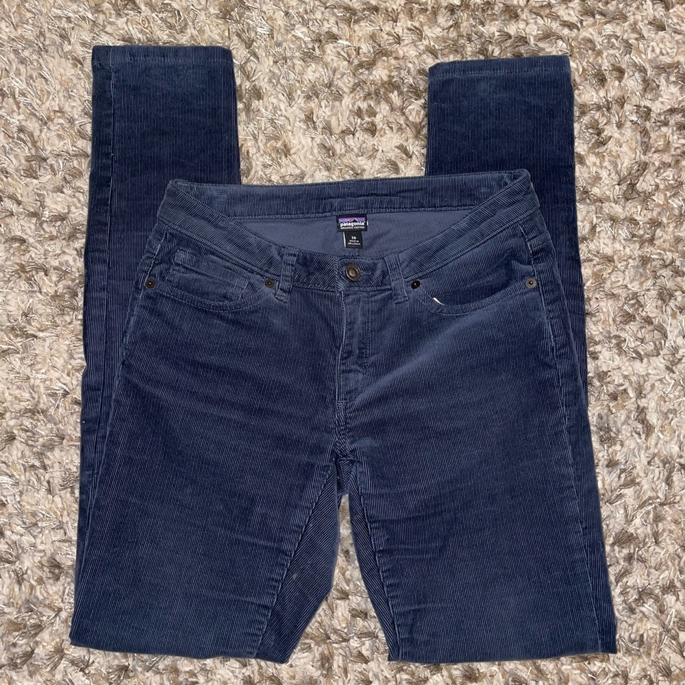 PATAGONIA Smolder Blue Mid-Rise Skinny Leg Corduroy Pants Sz 26